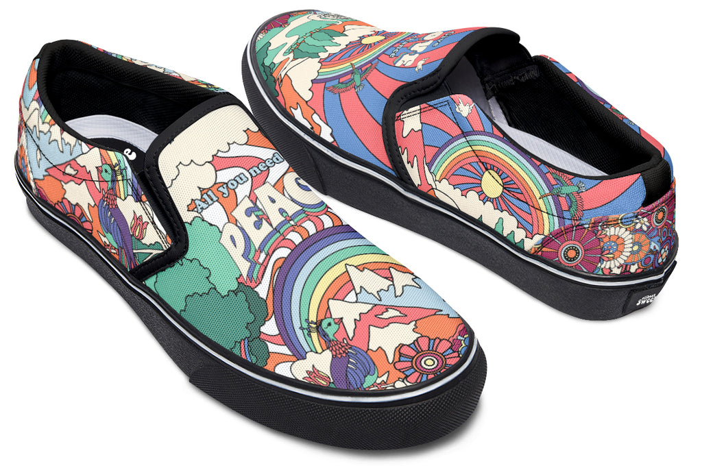 Peace And Love Slip Ons - Offbeat Sweetie