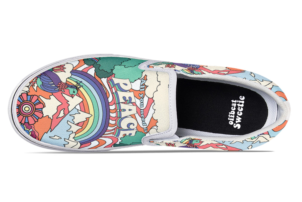Peace And Love Slip Ons - Offbeat Sweetie
