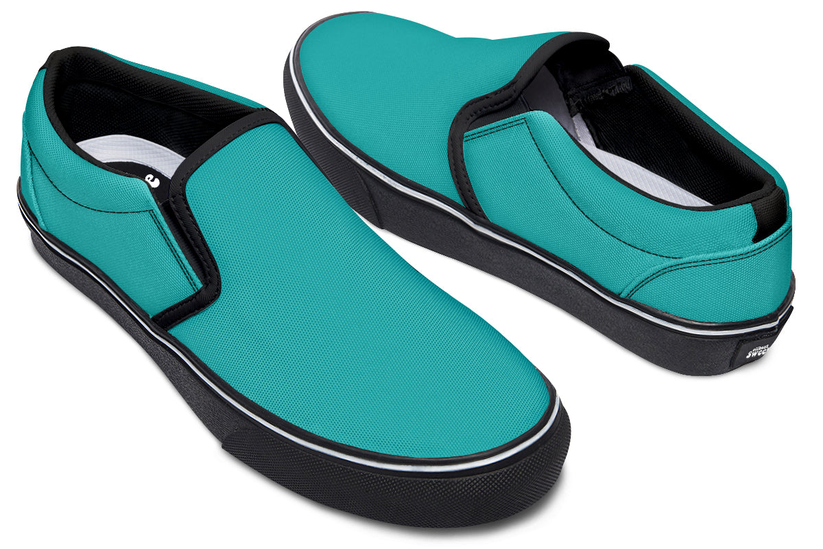 Pennyroyal Teal Slip Ons - Offbeat Sweetie
