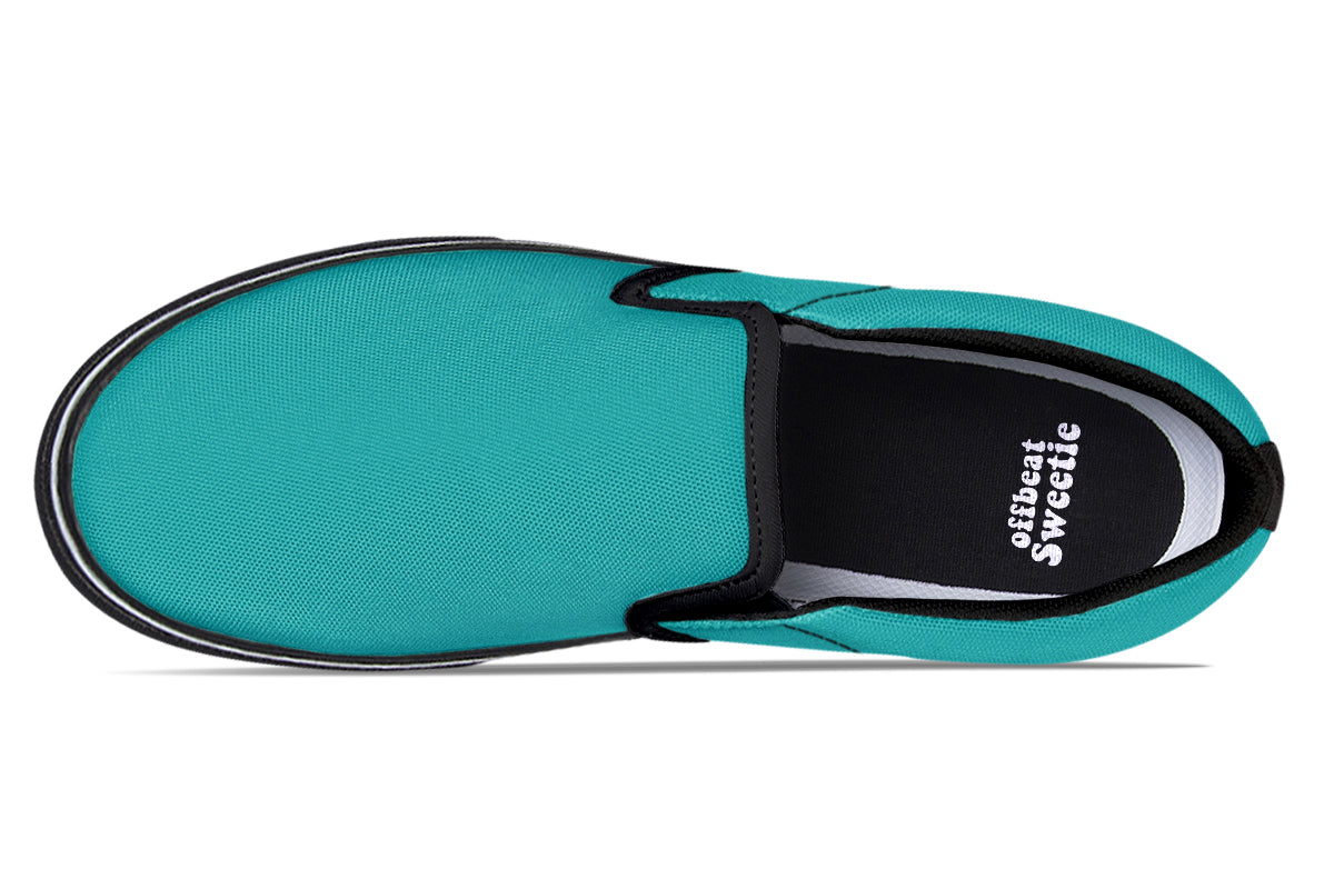 Pennyroyal Teal Slip Ons - Offbeat Sweetie
