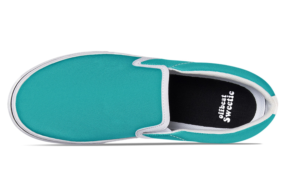 Pennyroyal Teal Slip Ons - Offbeat Sweetie
