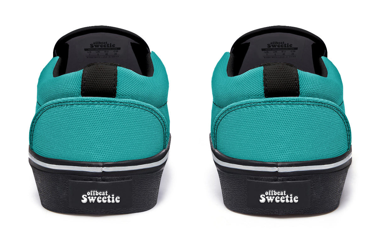 Pennyroyal Teal Slip Ons - Offbeat Sweetie