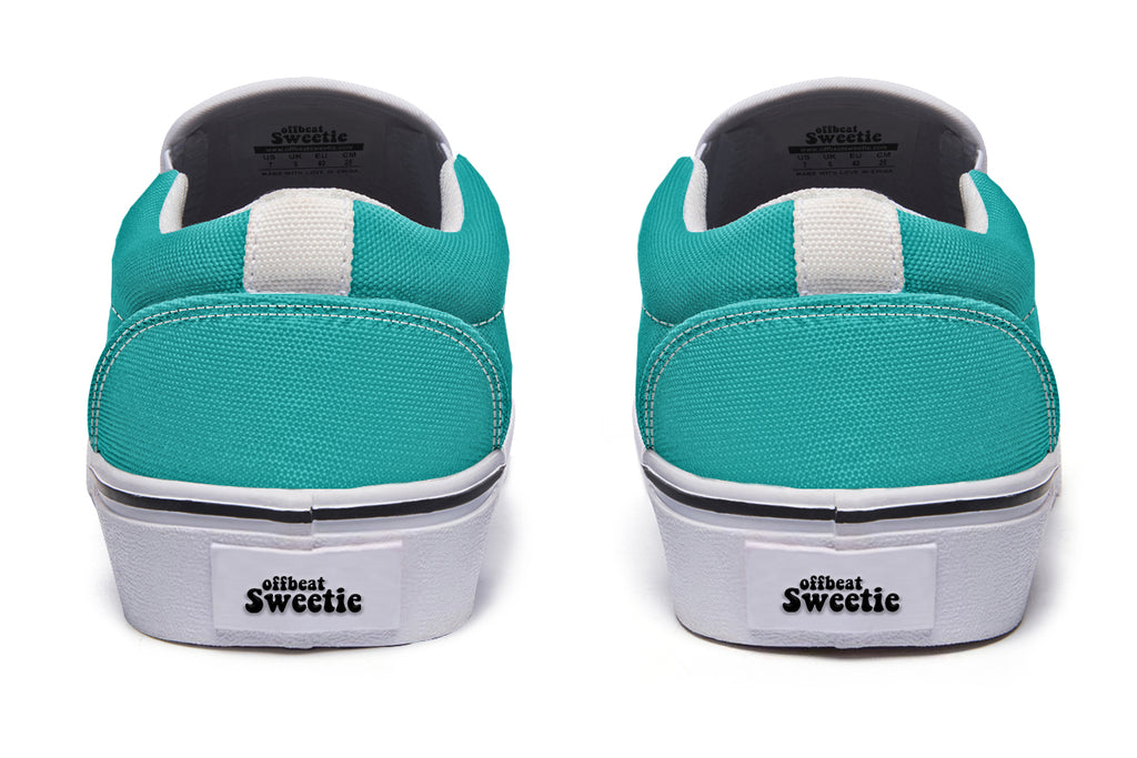 Pennyroyal Teal Slip Ons - Offbeat Sweetie