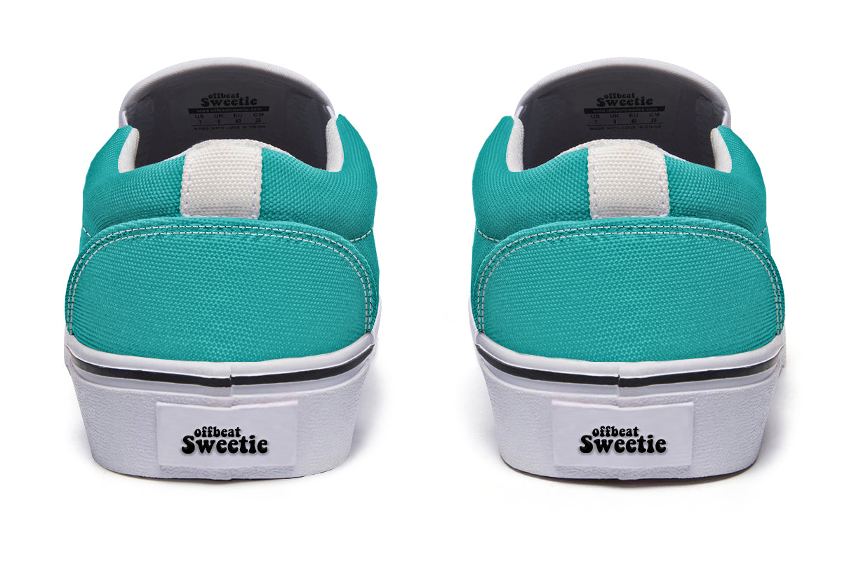 Pennyroyal Teal Slip Ons - Offbeat Sweetie