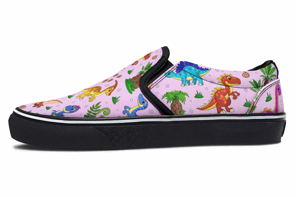 Pink And Blue Mismatched Baby Dinos Slip Ons - Offbeat Sweetie