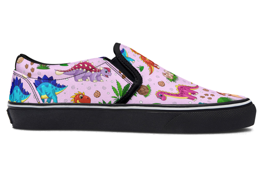 Pink And Blue Mismatched Baby Dinos Slip Ons - Offbeat Sweetie