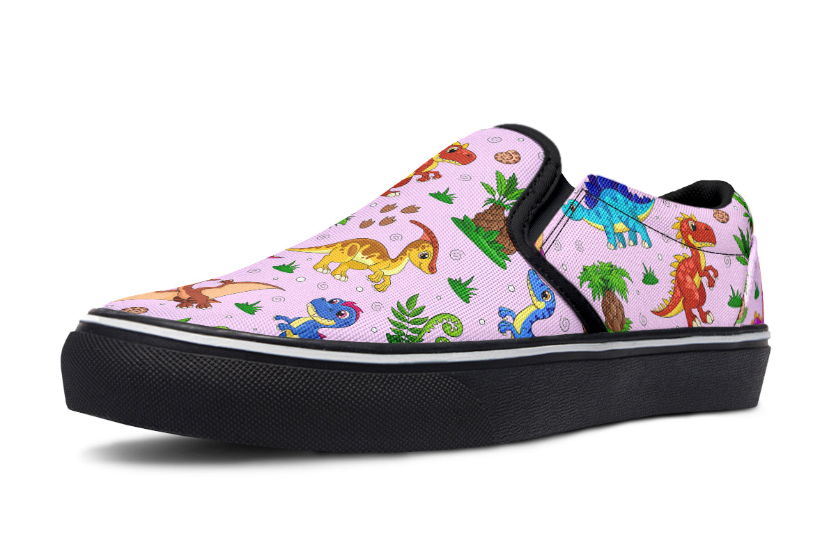 Pink And Blue Mismatched Baby Dinos Slip Ons - Offbeat Sweetie