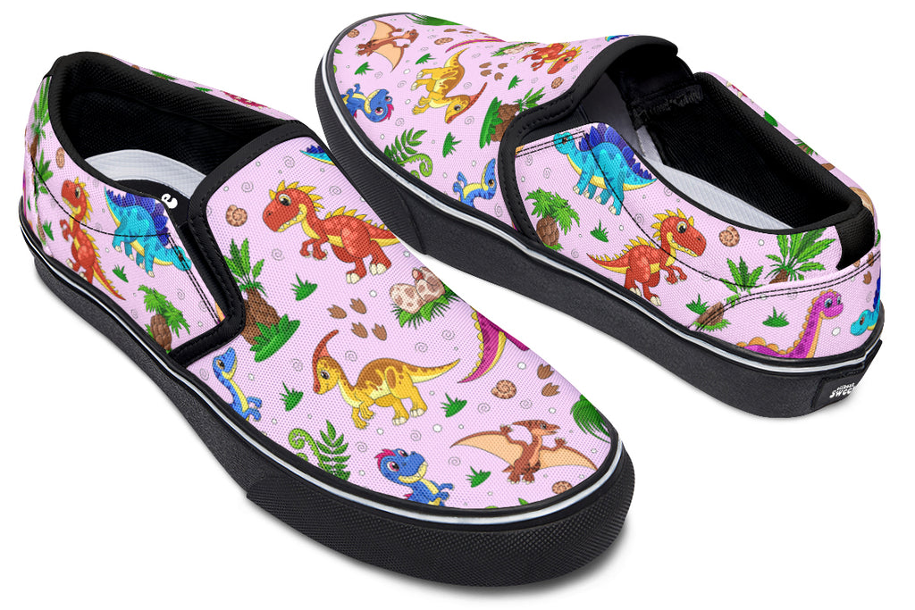 Pink Baby Dinos Slip Ons - Offbeat Sweetie