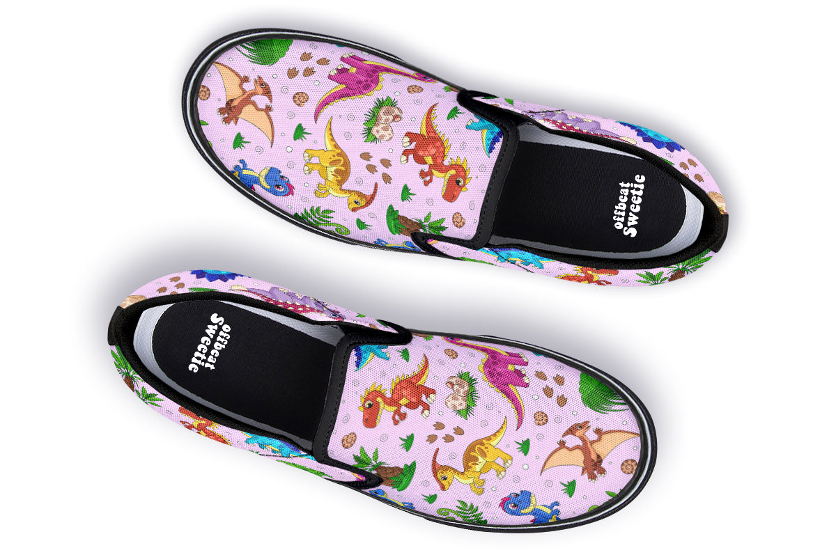 Pink Baby Dinos Slip Ons - Offbeat Sweetie