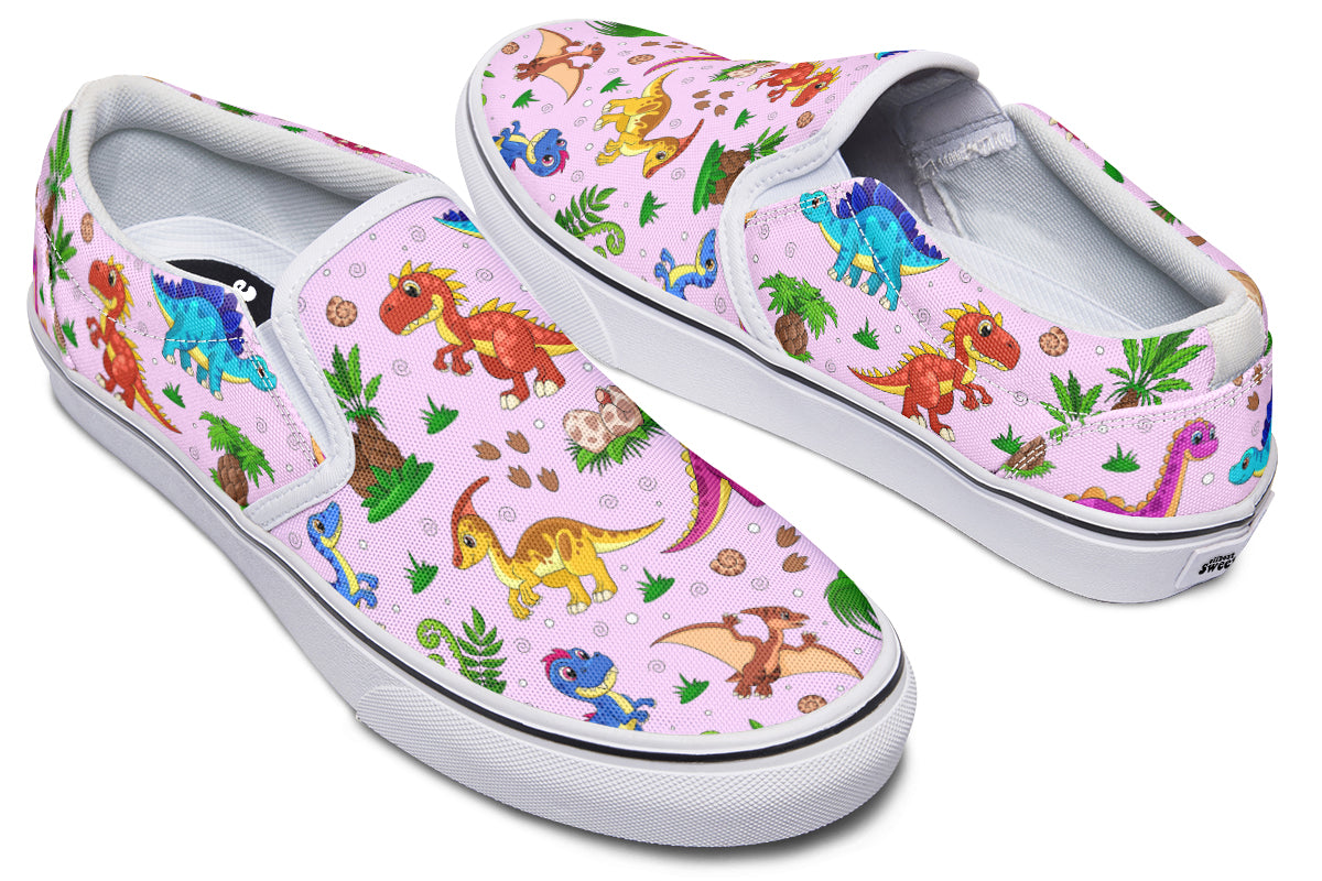 Pink Baby Dinos Slip Ons - Offbeat Sweetie