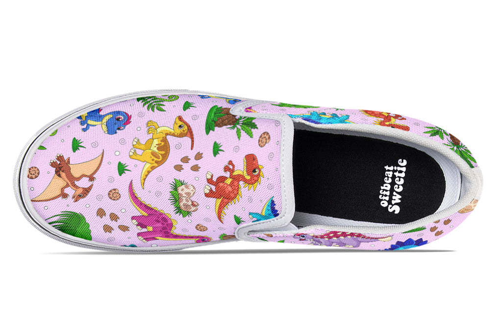Pink Baby Dinos Slip Ons - Offbeat Sweetie