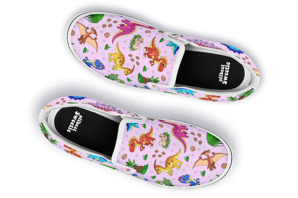 Pink Baby Dinos Slip Ons - Offbeat Sweetie