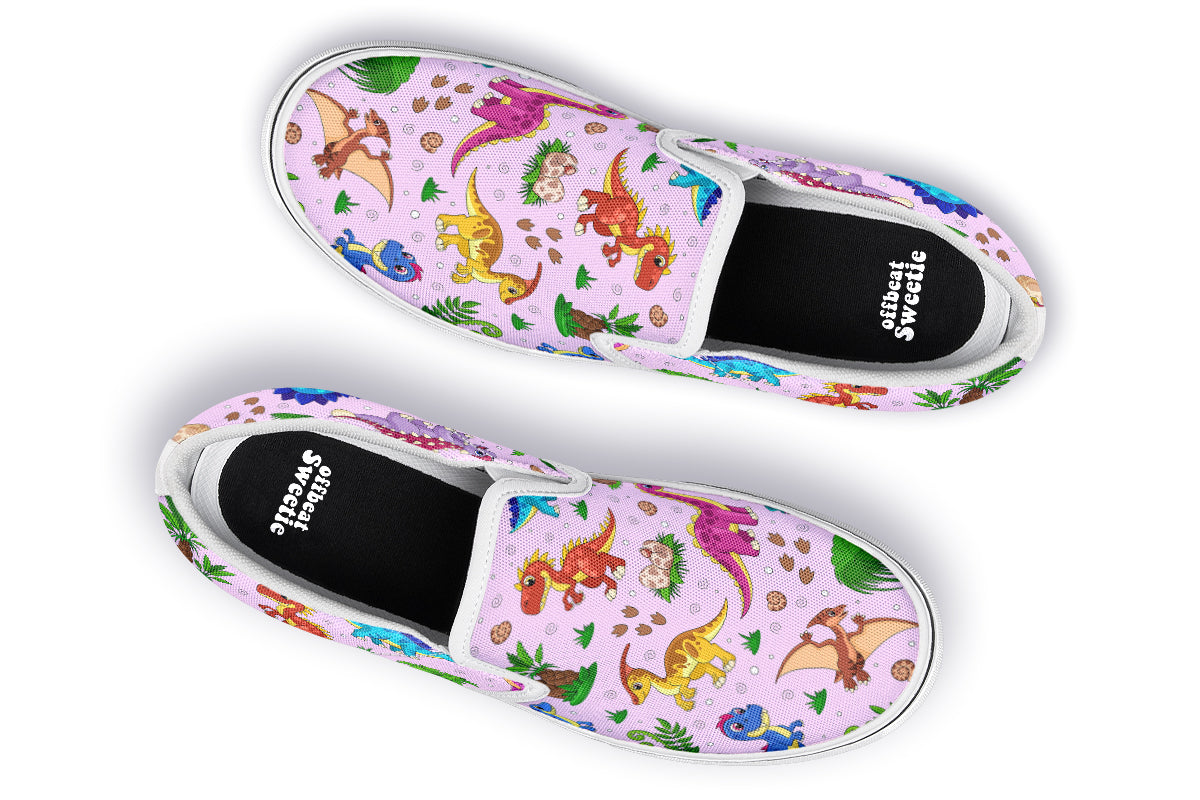 Pink Baby Dinos Slip Ons - Offbeat Sweetie