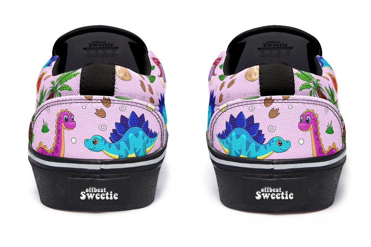 Pink Baby Dinos Slip Ons - Offbeat Sweetie