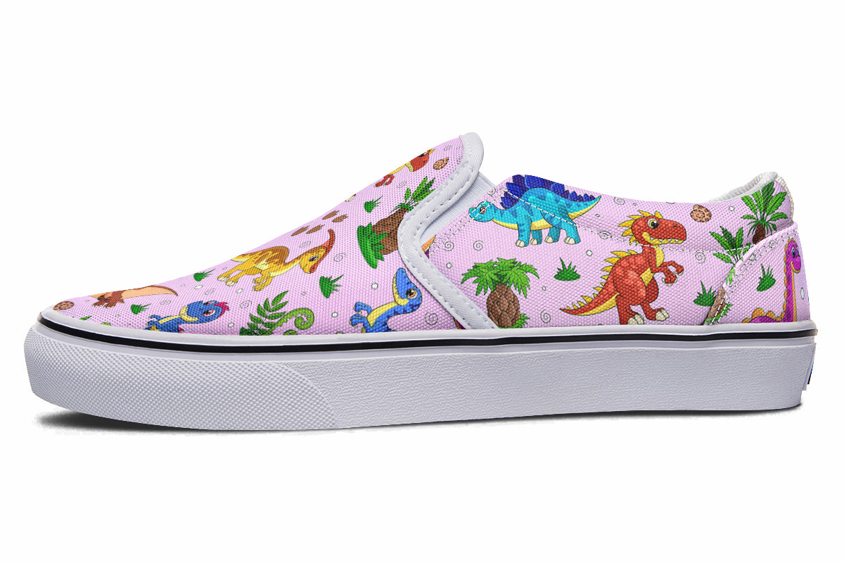 Pink Baby Dinos Slip Ons - Offbeat Sweetie