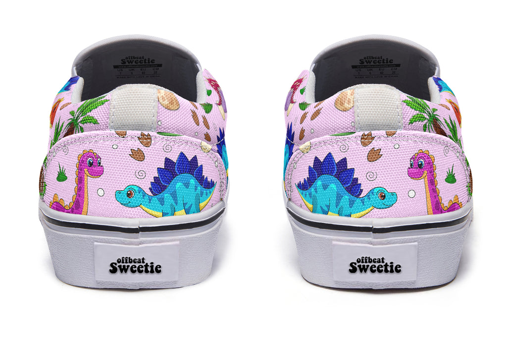 Pink Baby Dinos Slip Ons - Offbeat Sweetie