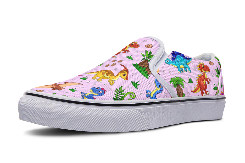 Pink Baby Dinos Slip Ons - Offbeat Sweetie