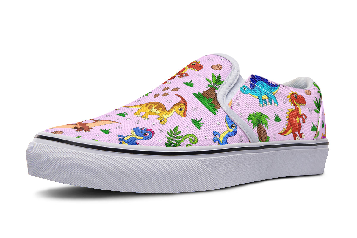 Pink Baby Dinos Slip Ons - Offbeat Sweetie