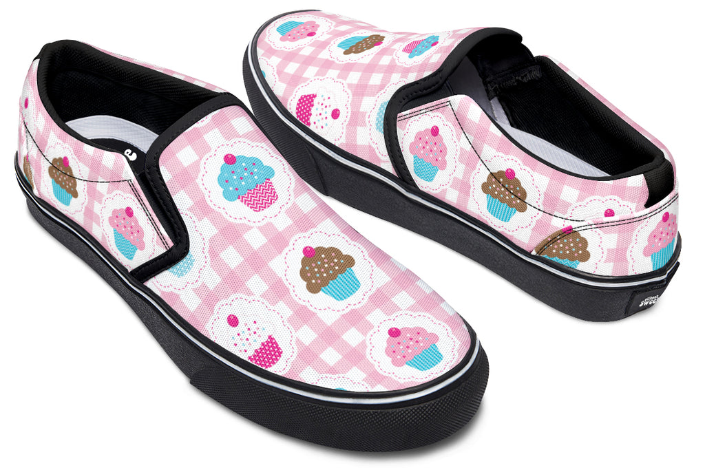 Pink Gingham Cupcakes Slip Ons