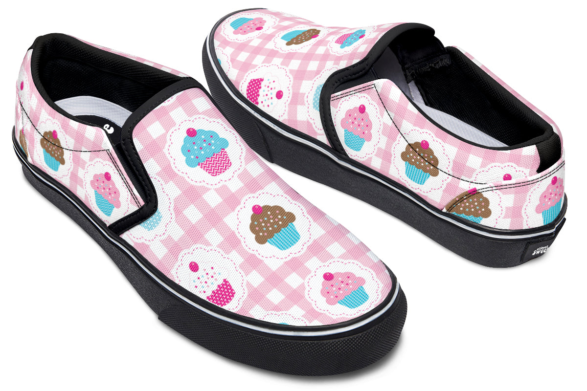 Pink Gingham Cupcakes Slip Ons