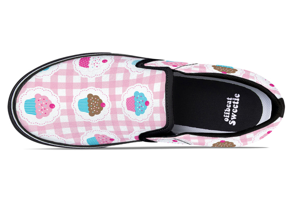 Pink Gingham Cupcakes Slip Ons