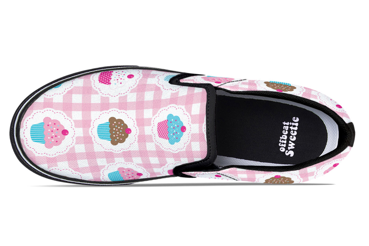 Pink Gingham Cupcakes Slip Ons