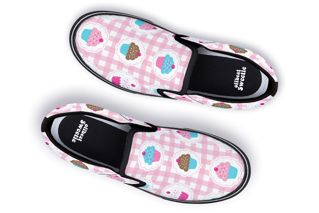 Pink Gingham Cupcakes Slip Ons