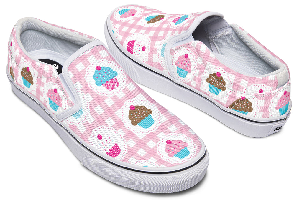Pink Gingham Cupcakes Slip Ons