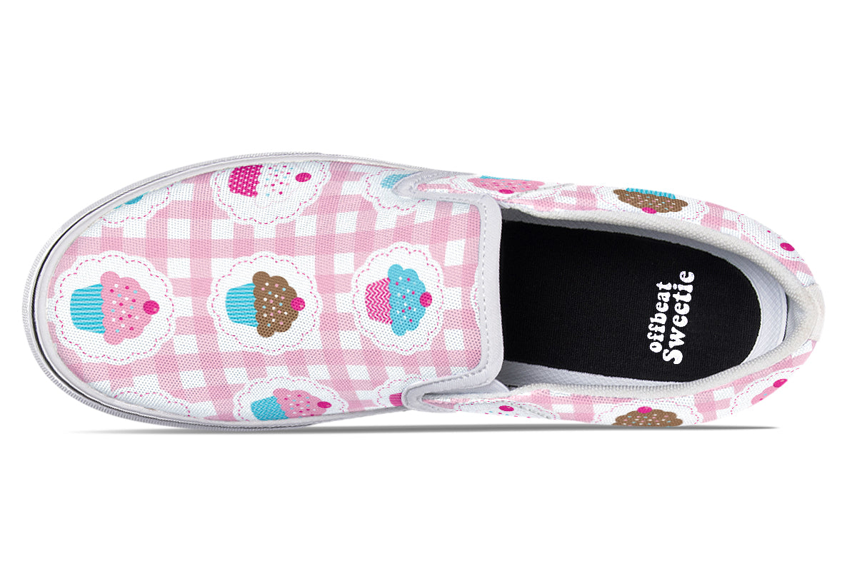 Pink Gingham Cupcakes Slip Ons