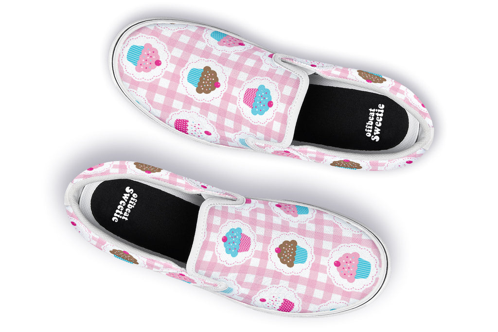 Pink Gingham Cupcakes Slip Ons