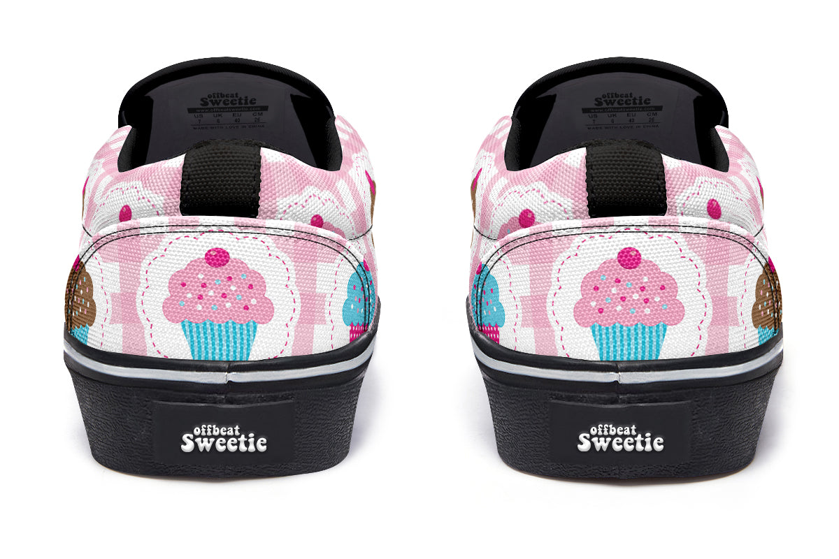 Pink Gingham Cupcakes Slip Ons