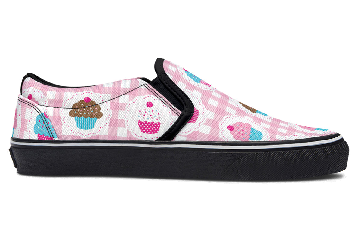 Pink Gingham Cupcakes Slip Ons