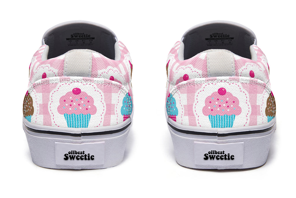 Pink Gingham Cupcakes Slip Ons
