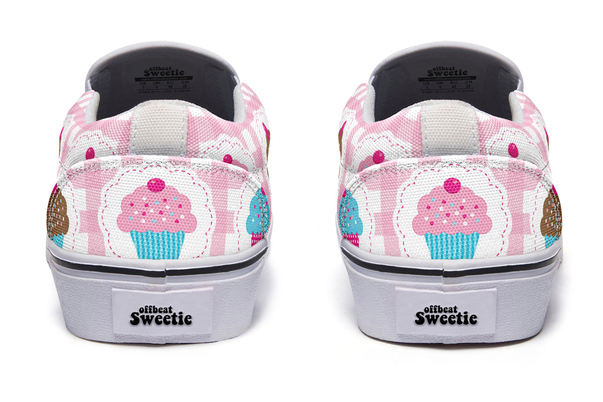Pink Gingham Cupcakes Slip Ons