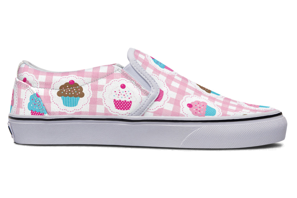 Pink Gingham Cupcakes Slip Ons