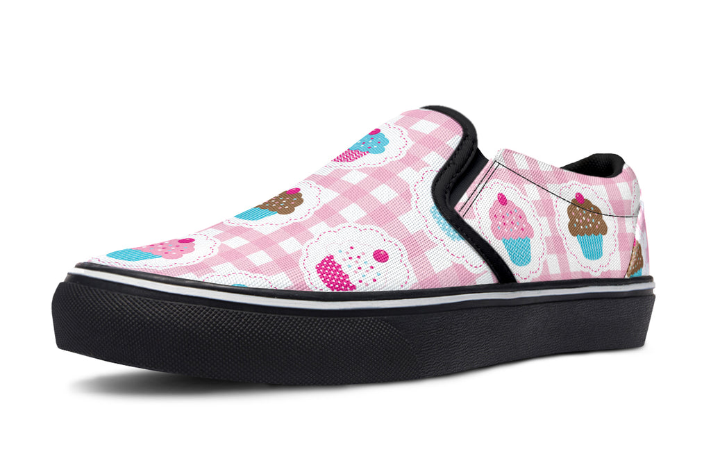 Pink Gingham Cupcakes Slip Ons