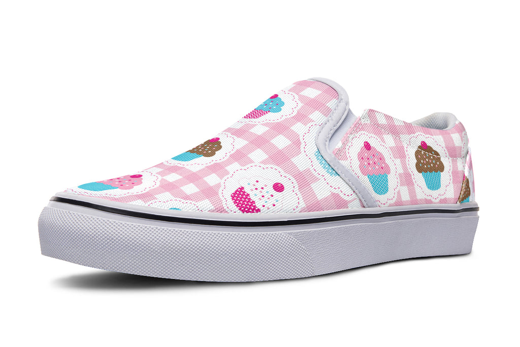 Pink Gingham Cupcakes Slip Ons