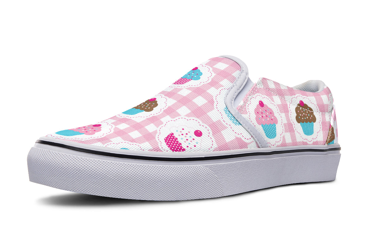 Pink Gingham Cupcakes Slip Ons