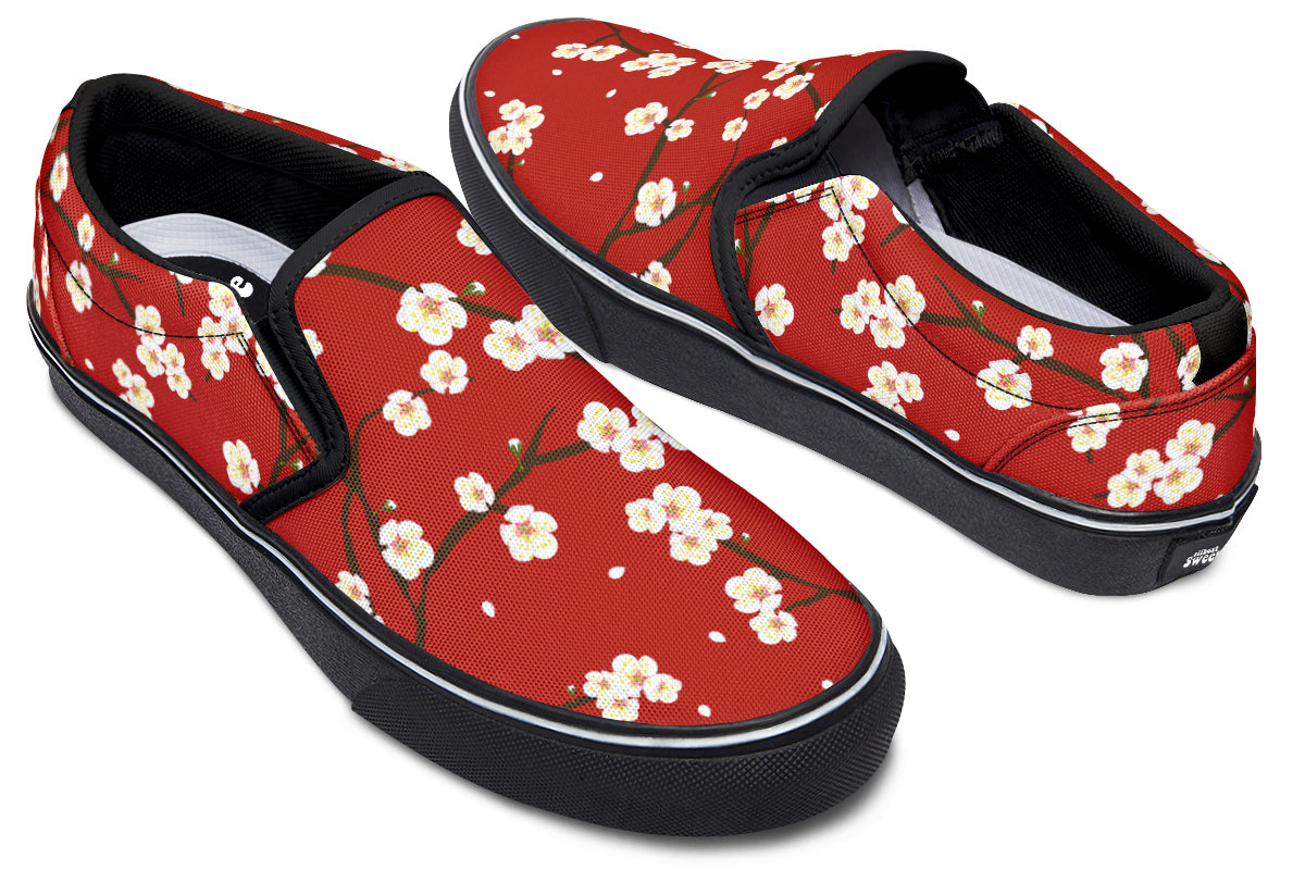 Plum Blossoms Slip Ons - Offbeat Sweetie
