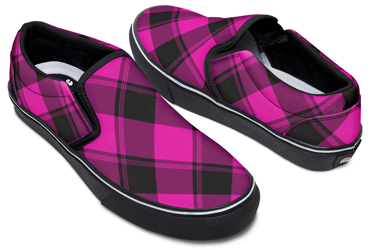 Pretty In Pink Plaid Slip Ons