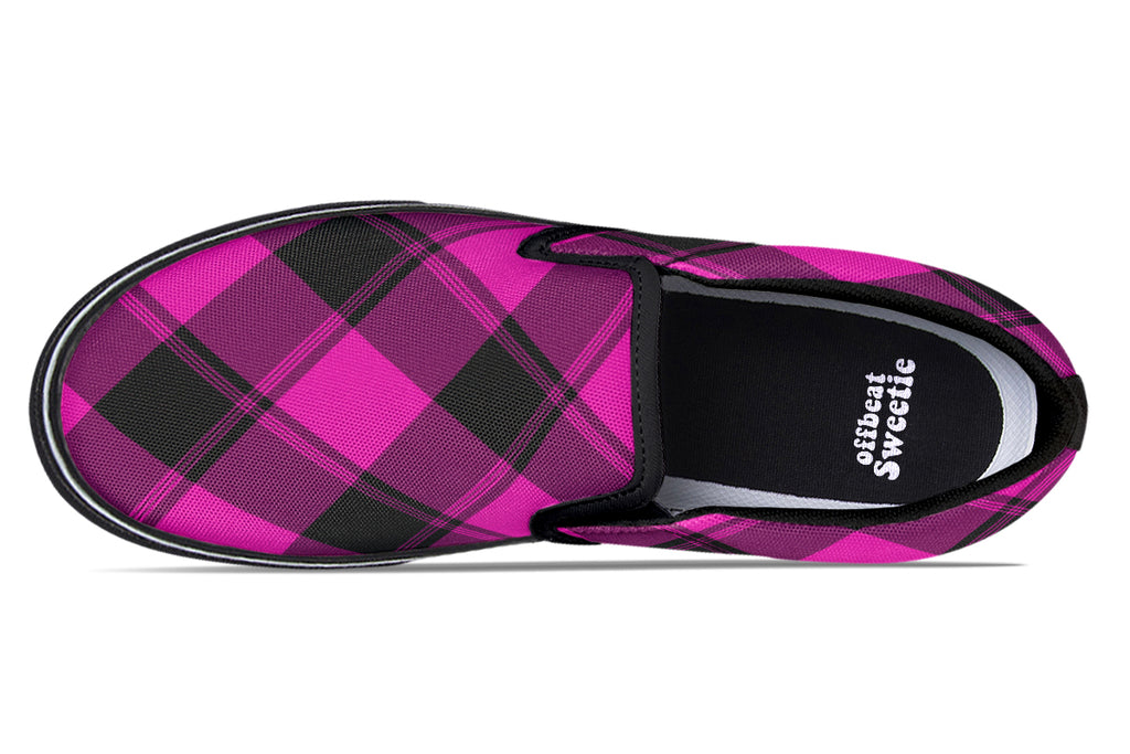 Pretty In Pink Plaid Slip Ons