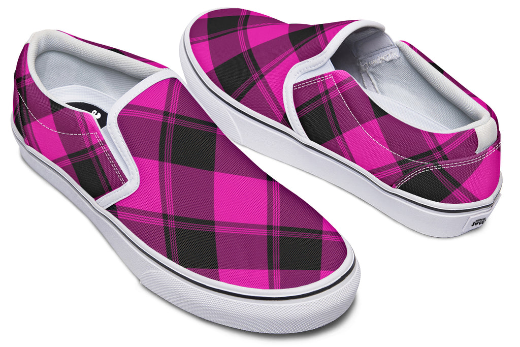 Pretty In Pink Plaid Slip Ons