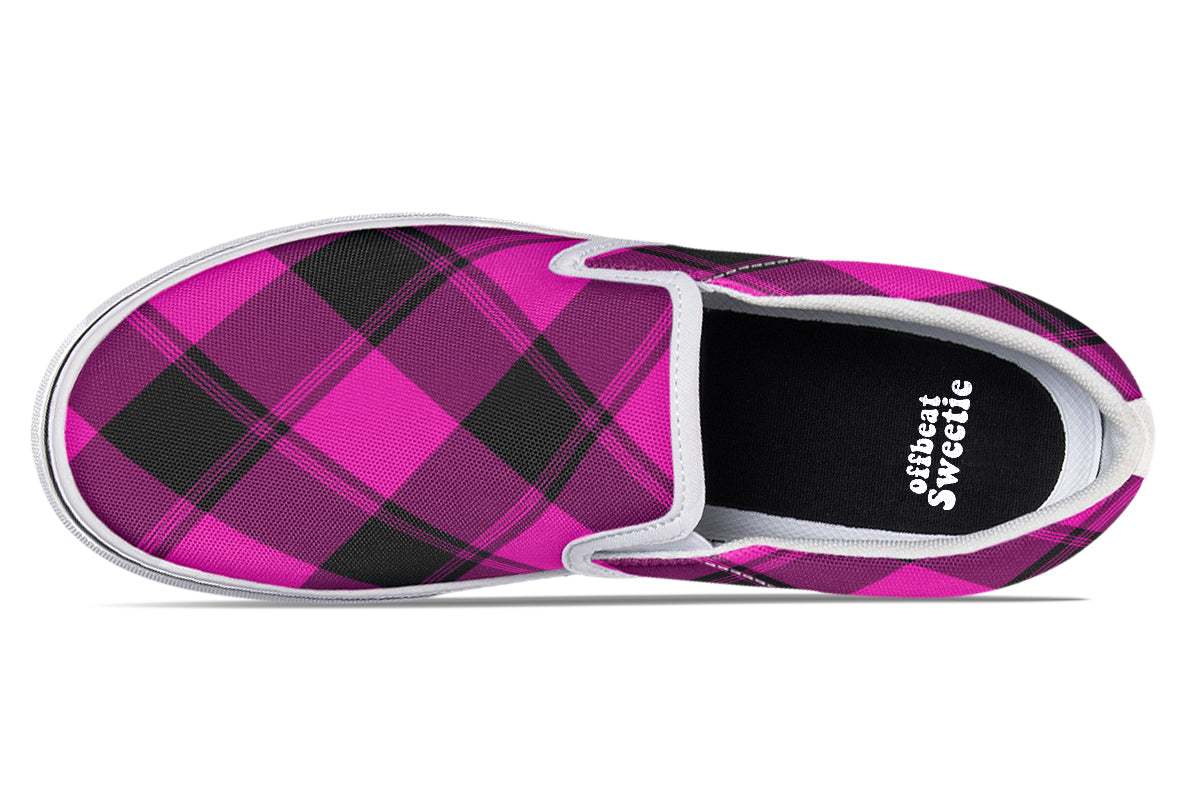 Pretty In Pink Plaid Slip Ons