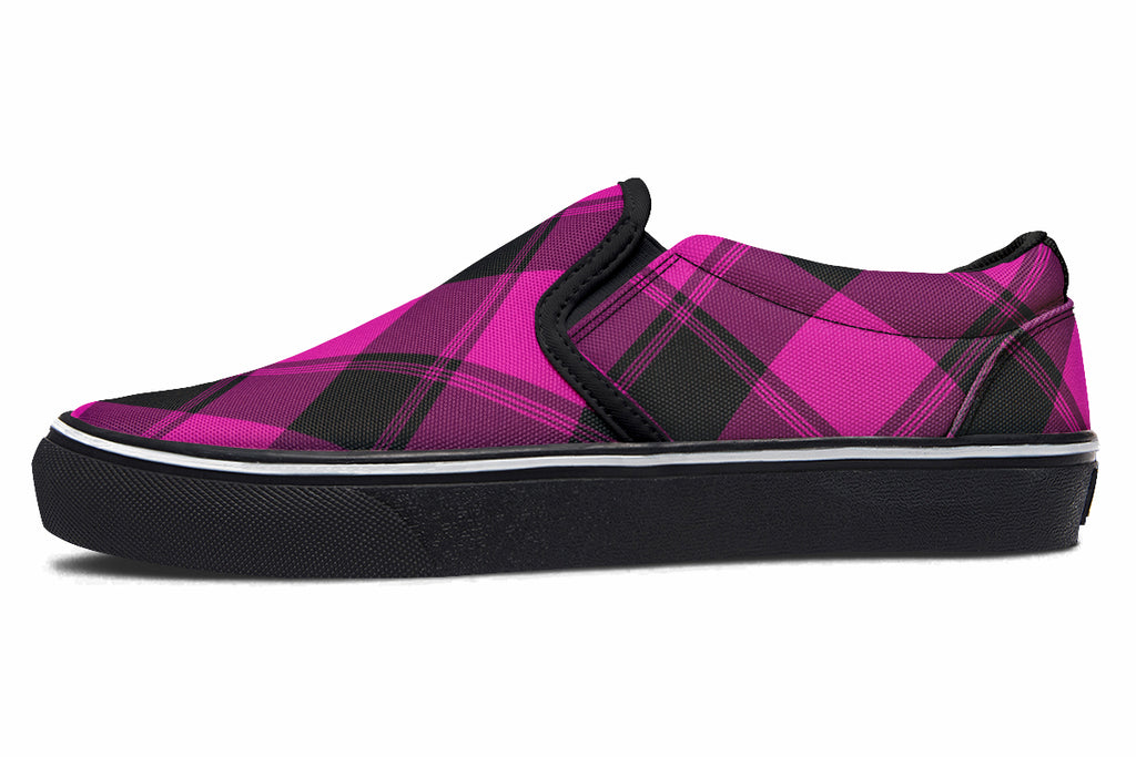 Pretty In Pink Plaid Slip Ons