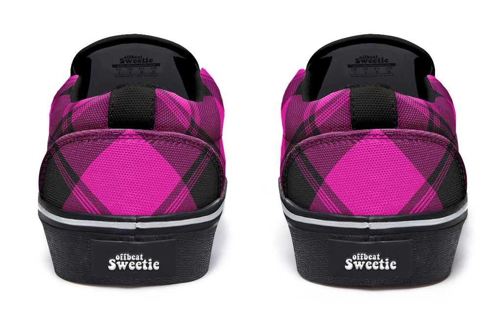 Pretty In Pink Plaid Slip Ons
