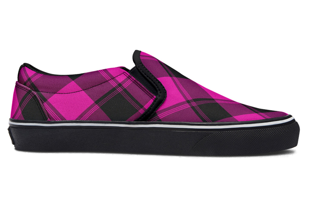 Pretty In Pink Plaid Slip Ons