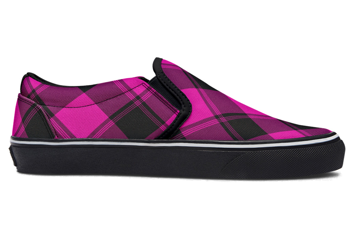 Pretty In Pink Plaid Slip Ons