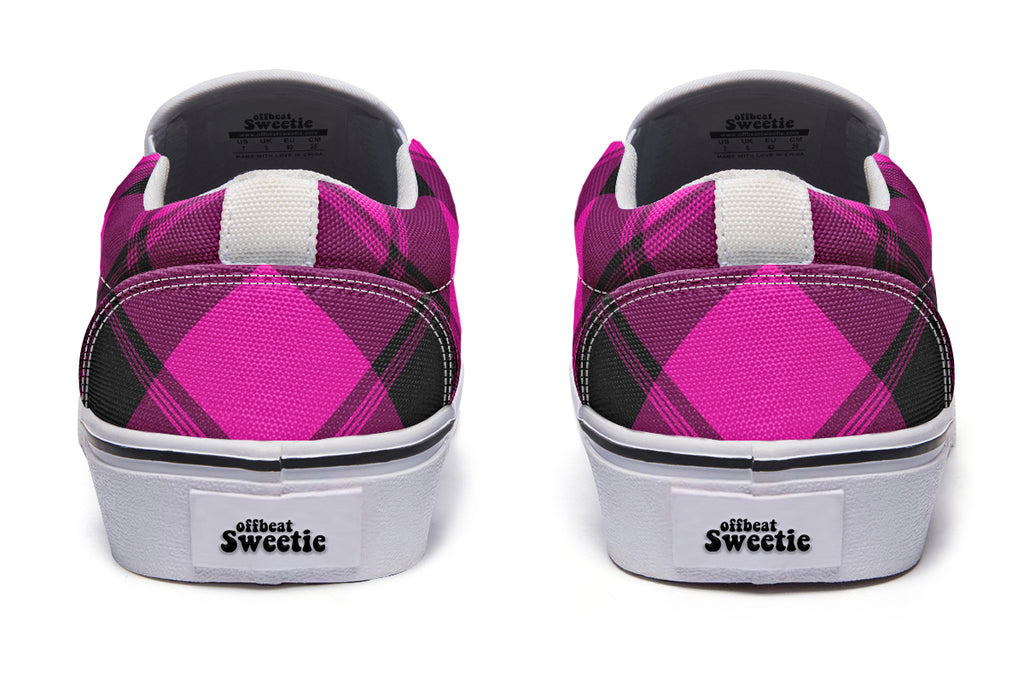 Pretty In Pink Plaid Slip Ons