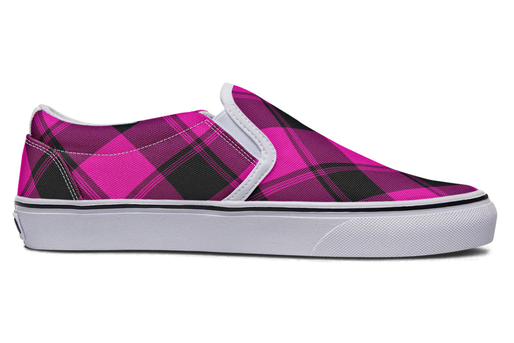 Pretty In Pink Plaid Slip Ons