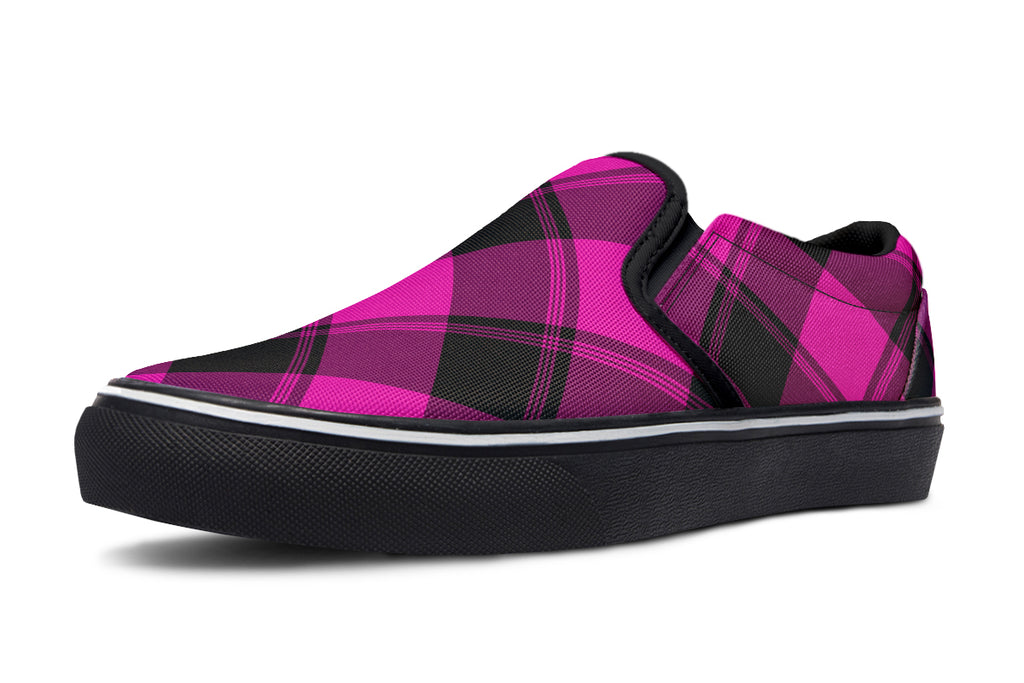 Pretty In Pink Plaid Slip Ons